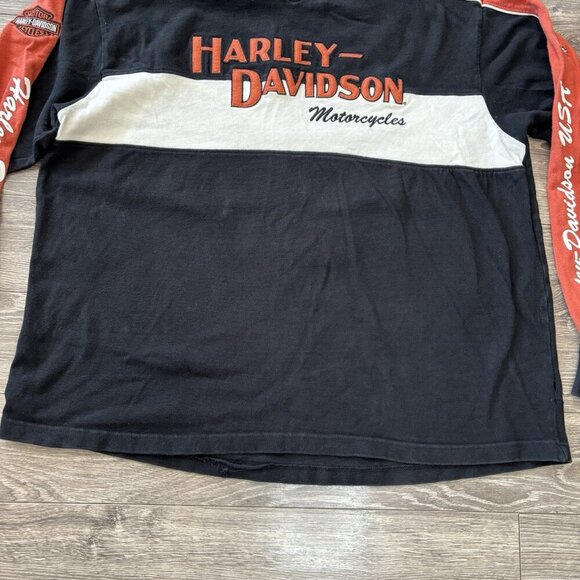 Vtg Harley Davidson Mens Sweater XL Black Prestige Embroidered Double Sided HD - Picture 3 of 16